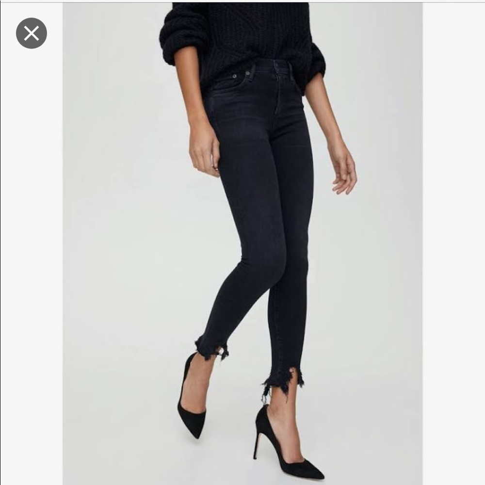 AGOLDE Distressed Black Jeans Sophie Crop